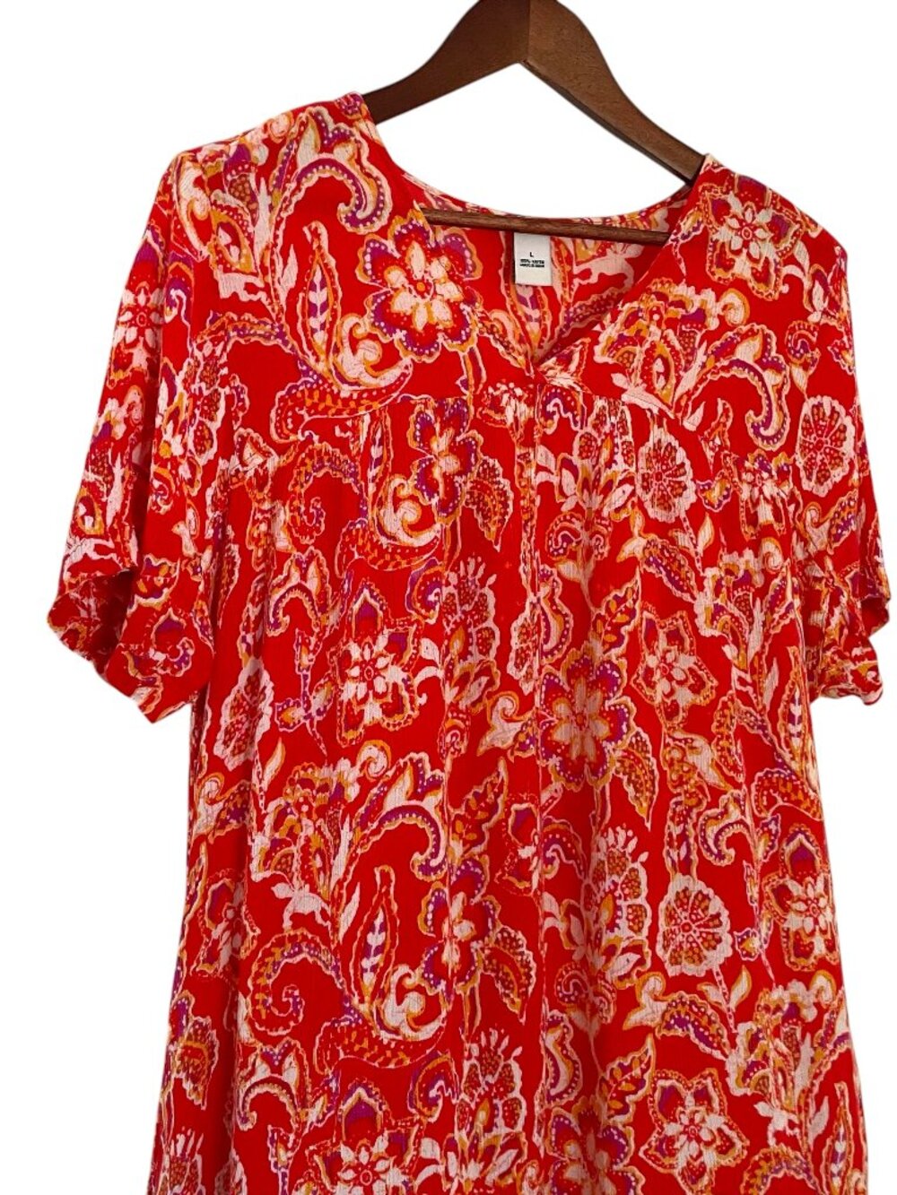 Go Softly Patio Midi House Dress Large L Orange Floral Mumu